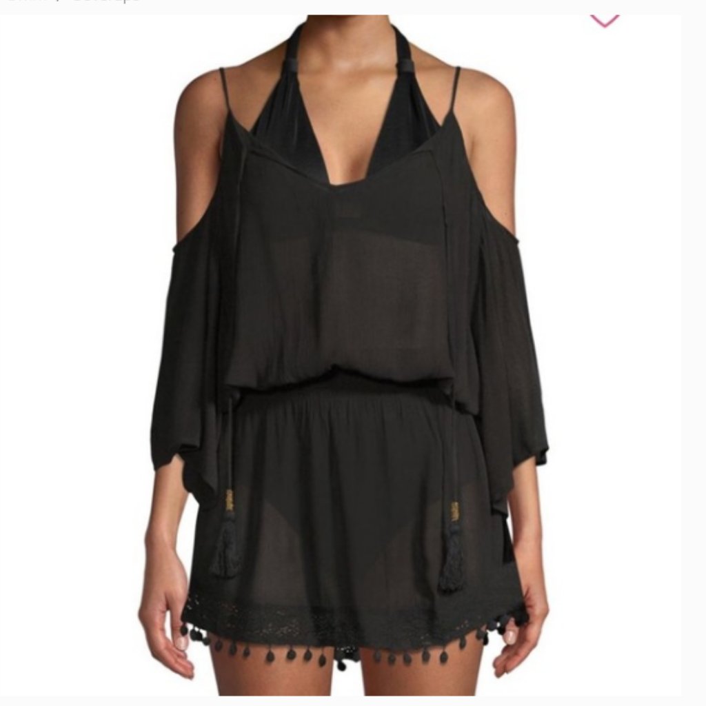 Ella Moss Black Woven Moments Cold-Shoulder Tunic